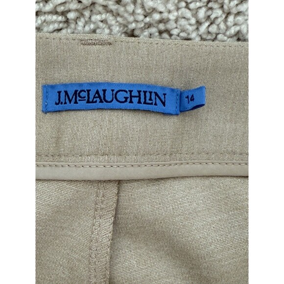 J. Mclaughlin Tan Deanne Straight Leg Split Leg Hem Pants 14 Quiet Luxury Office - Picture 5 of 10